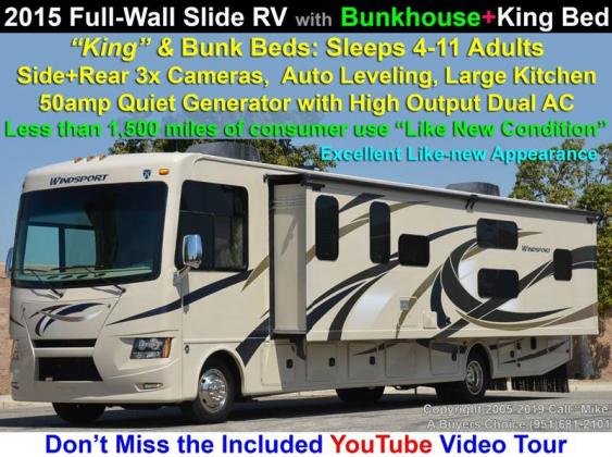 2015 Thor Motor Coach Windsport 34J With Covertable Wardrobe-Bunk & Mega Storage