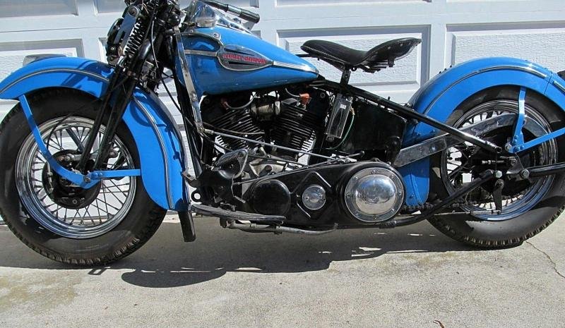 Motorcycles - 1946 Harley-Davidson FL Knucklehead Vintage Blue