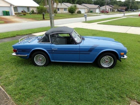 1975 Triumph TR-6 Convertible French Blue Rust Free with AC