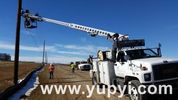 2002 GMC C7500 Telsta T40C Cable Placer Bucket Boom Truck